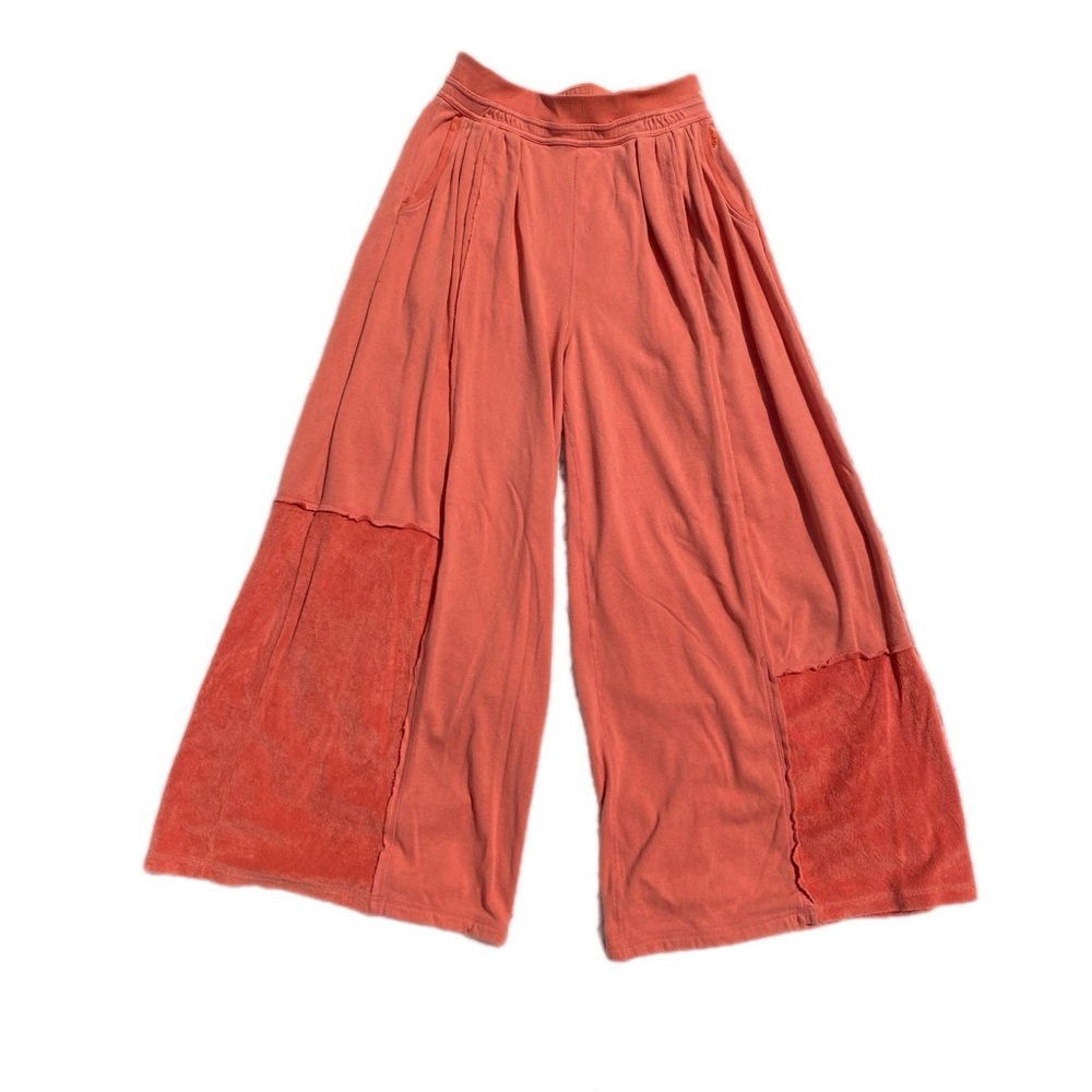 FP Movement Orange Rava Wide Leg Patchwork Terry Pants Medium - Picture 4 of 12
